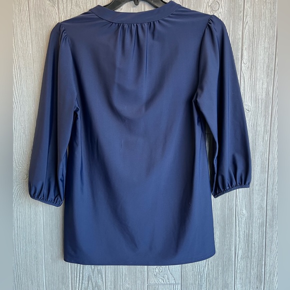 Jude Connally Navy Blue Notch Neck 3/4 Sleeve Top Size Small - Picture 6 of 8